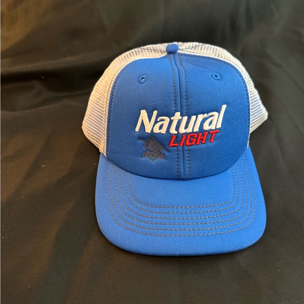 Natural Light Blue and White Trucker Hat